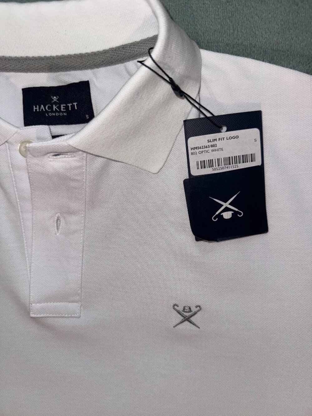 Hackett London Cotton Pique Polo Shirt Mens Small Slim Filt White